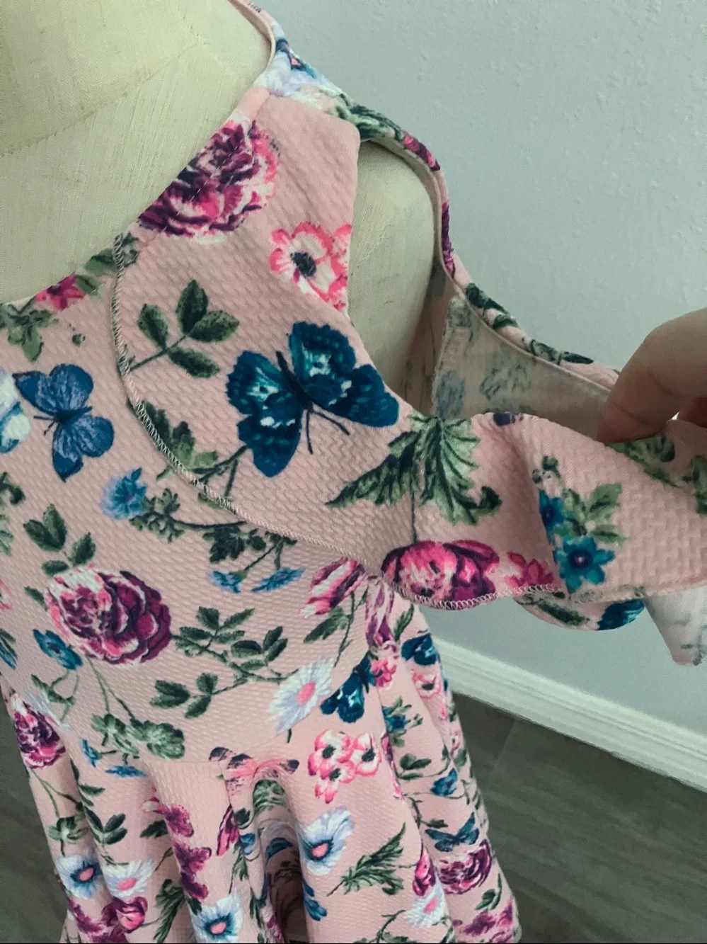 KNITWORKS girls' blush pink cold-shoulder skater dress | 7